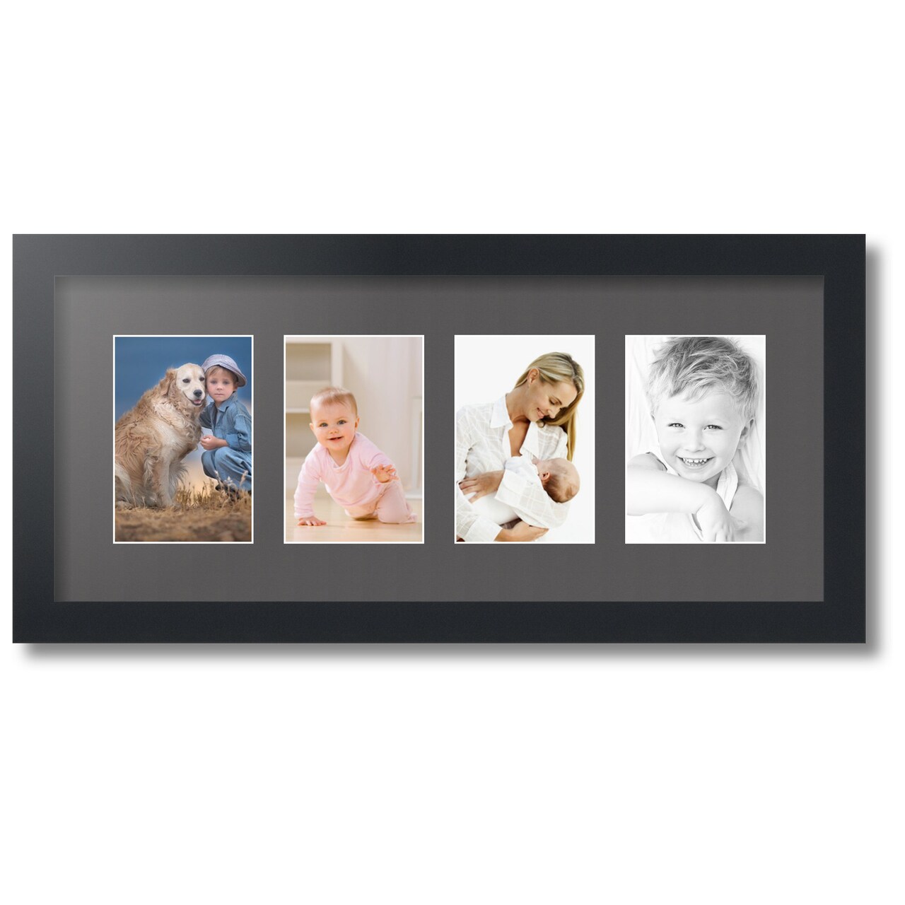 ArtToFrames Collage Photo Picture Frame with 4 - 4x6 inch Openings, Framed  in Black with Over 62 Mat Color Options and Plexi Glass (CSM-3926-14)